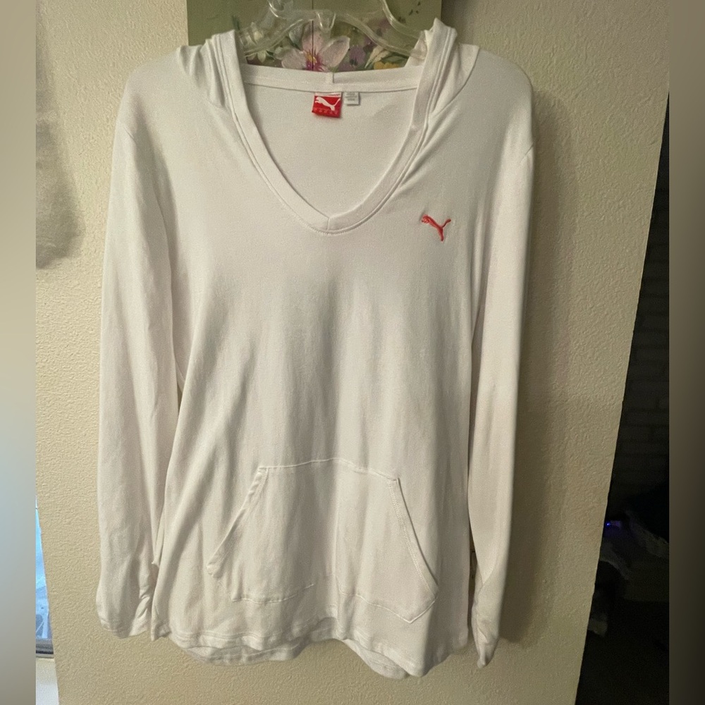 Puma lightweight White active Hoodie ladies  Size L